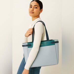 Kate Spade mint laptop Tote bag pockets pink inside